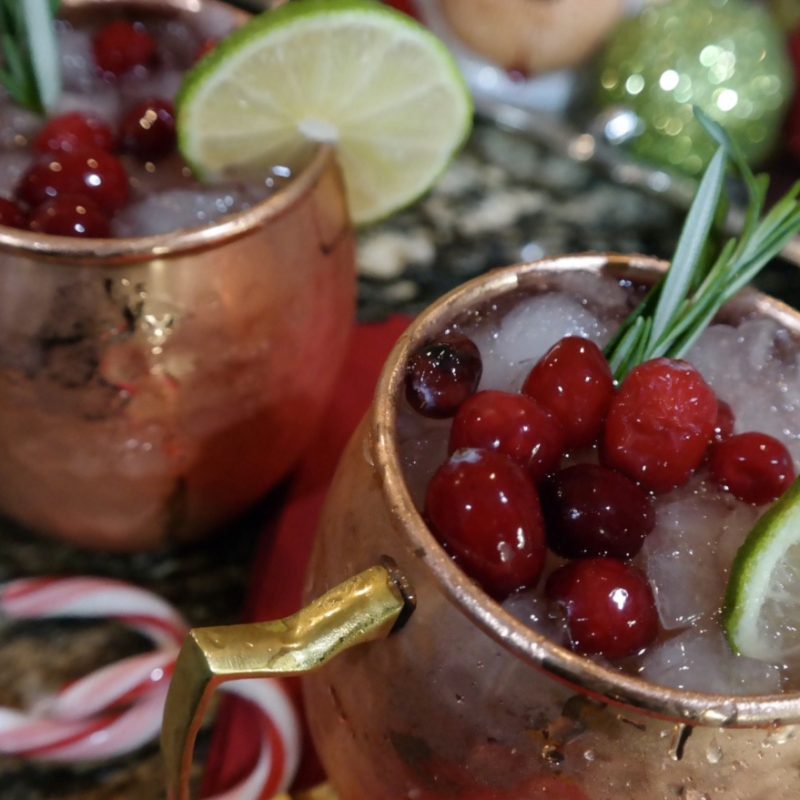 A Holiday Bar Cart and a Cranberry Moscow Mule Recipe